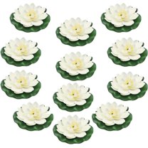 Duslogis 12 Pcs Artificial Floating Pool Flowers,4in Fake Water Lily Pads Flowers, Lotus Flower Floating Pool Decorations, White