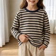 thumbnail image 6 of Boys Girls Classic Striped Crew Neck Tops Soft Stretchy Casual Fall Winter Clothes for Toddler & Children 2-12 Years, 6 of 7