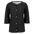 thumbnail image 5 of Duoif Shirts for Women, Womens Half Sleeve Cardigan Shirt Cropped Button down Tops Oversized Lightweight Ribbed Knit Top Summer Tops Black L, 5 of 7