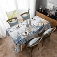 thumbnail image 4 of Blue Eucalyptus Coastal Rectangle Tablecloth, Beach Starfish Shell Nautical Retro Waterproof & StainResistant Tablecloth, Washable Oil-proof Table Cover for Dining/Party/Wedding/Buffet 60x84 In, 4 of 9