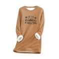 thumbnail image 2 of Women's Large Loose Letter Print Top Thickened And Velvet Lamb Wool Warm Underlay, 2 of 3
