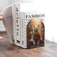 thumbnail image 6 of Susaid Sunshine Flower Meditating Cat Print Wooden Bookends Decorative Book Ends for Shelves Heavy Books Holder Organizer Non-Slip Desk Book End for Kids Room Office School 1 Pairs, 6 of 8