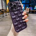 thumbnail image 2 of for iPhone 14 Pro Max Case for Women Men, Fashion 3D Woven Pattern Bump Feel, with Full Camera Protection Back Cover, Grid Phone Case for iPhone 14 Pro Max (6.7") - Purple, 2 of 6