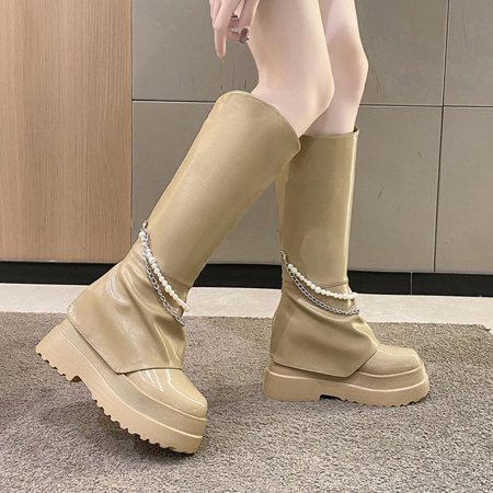 

Tdoqot 2022 Boots for Women- Mid-Heel Christmas Gifts Chunky Heel Casual Women s Ankle Boots Khaki 38