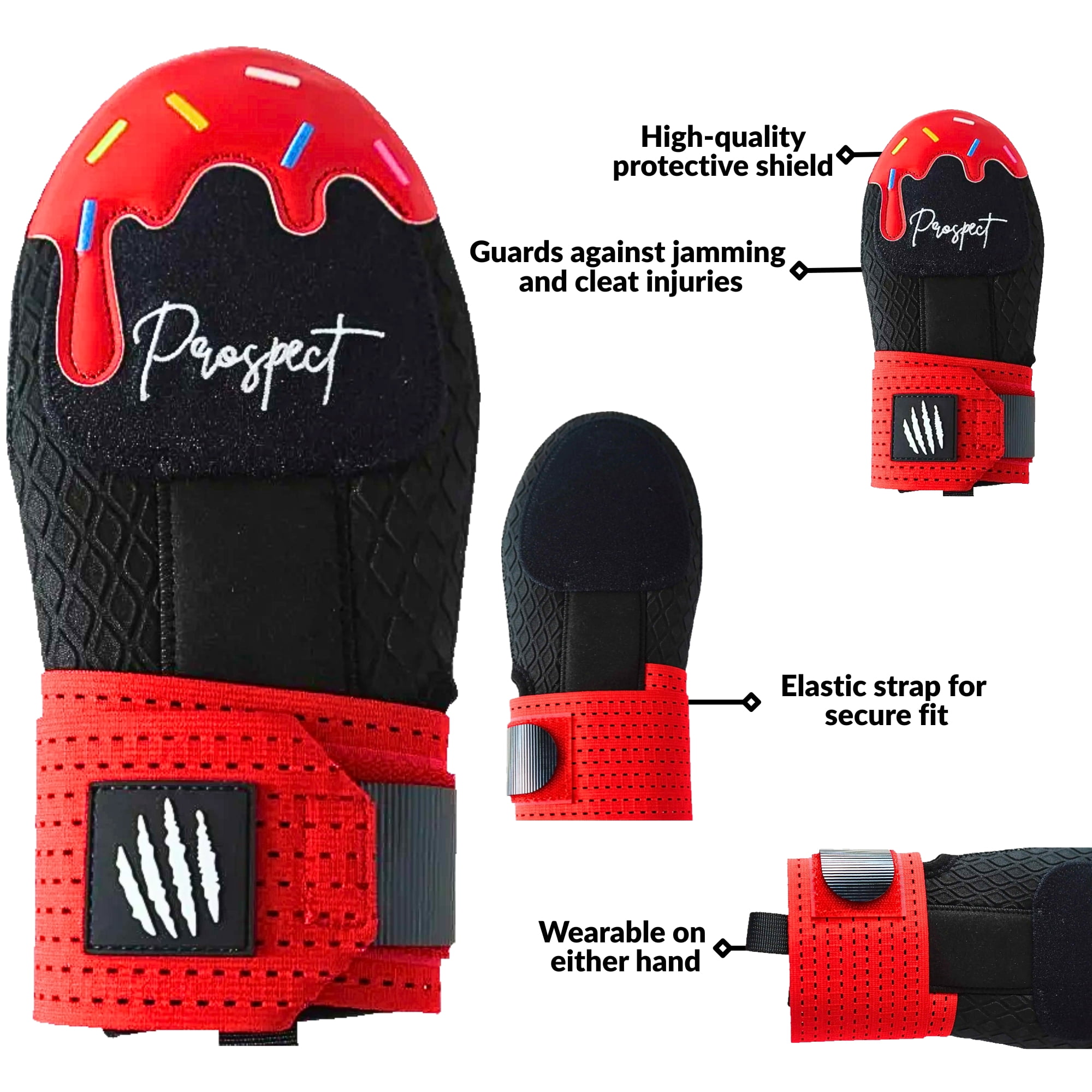 Baseball Sliding Mitt - Youth and Adult Sizes - Drippy Accessory Gingerbread Man, Ice Cream, Miami Color, Christian Cross, Left & Right Hands, Hand and Wrist Protection (Red Ice Cream, Adult)