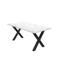 thumbnail image 5 of 70.87"Modern Square Dining Table with Printed White Marble Table Top+Black X-Shape Table Leg, 5 of 10