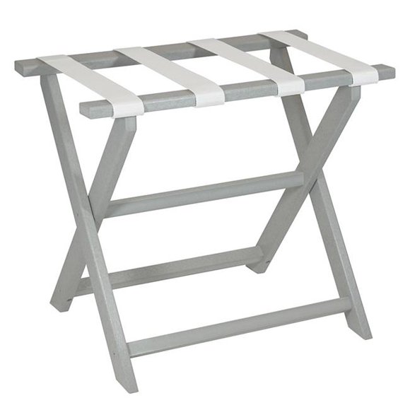 Porte-bagages Pliant Gris Clair avec Sangles Blanches