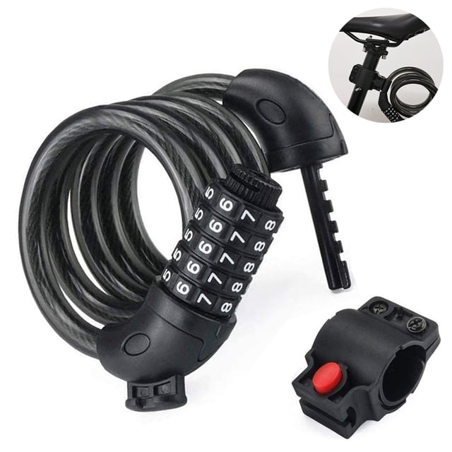 Bike Locks Cable Coiled Secure Resettable Combination Bike Cable Lock with Mounting Bracket