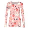thumbnail image 5 of ASDFVBKG Easter Tops for Women Y2k Crew Neck Basic Long Sleeve Rib Fitted T-Shirts Ribbed Easter Bunny Graphic Comfy Outfits Clothing Pink L, 5 of 6