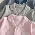 thumbnail image 3 of LIJCC Girls Boys Pajama Set Soft Ribbed Nightwear Solid Color Warm Long Sleeve Button Down Chest Pocket Lapel Loose Shirt and Long Pants Sleepwear Sets, 3 of 3