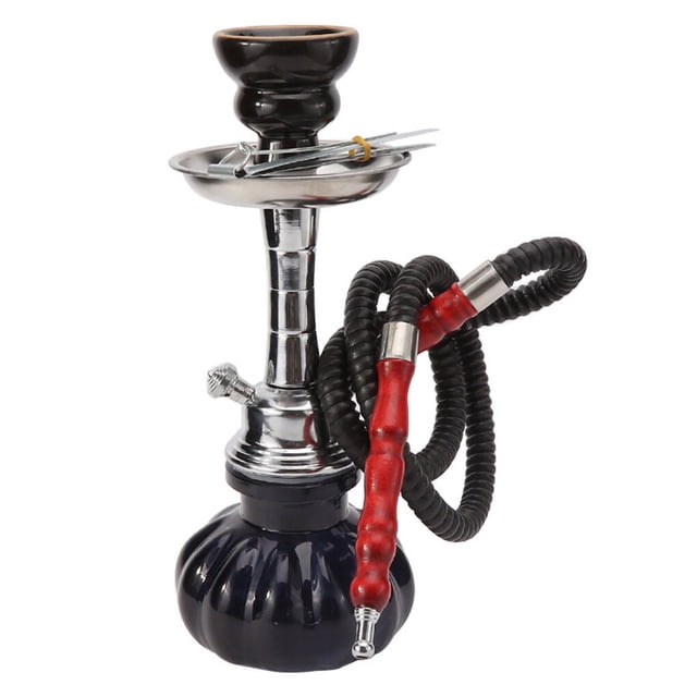 Injueey Tazón de cerámica Kit 2 Manguera Juego completo Botella de narguile Kit de vástago de narguile Mini Calabaza encendedores