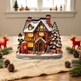 thumbnail image 5 of Lighted Christmas Village House, Wooden Holiday Figurine, Snow Covered Cottage Scene with Layered Architecture and Glowing Windows for Mantel, Painted Wood with LED Light with DetaiLED, 5 of 5