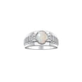 thumbnail image 1 of RYLOS Men's Rings 14K White Gold Ring Classic Designer Style 8X6MM Oval Gemstone & Diamond Ring Opal October Birthstone Rings For Men Size 8, 1 of 7