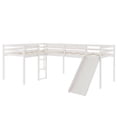 thumbnail image 5 of Canddidliike L Shaped Wooden Twin Loft Bed with Slide and Ladders - White, 5 of 9