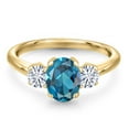 thumbnail image 3 of Gem Stone King 18K Yellow Gold Plated Silver Ring Topaz Moissanite (1.96 Cttw), 3 of 7