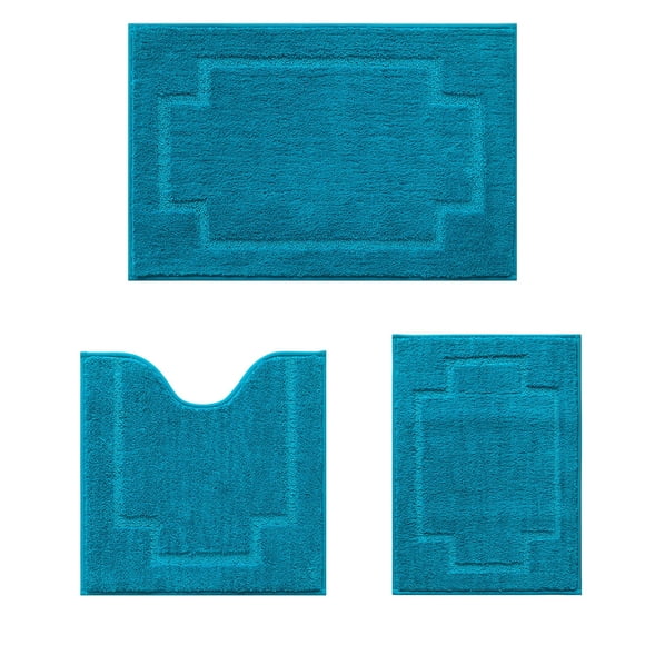 Juego de alfombras de baño CNNJ de 3 piezas, tapetes de baño absorbentes, color verde azulado