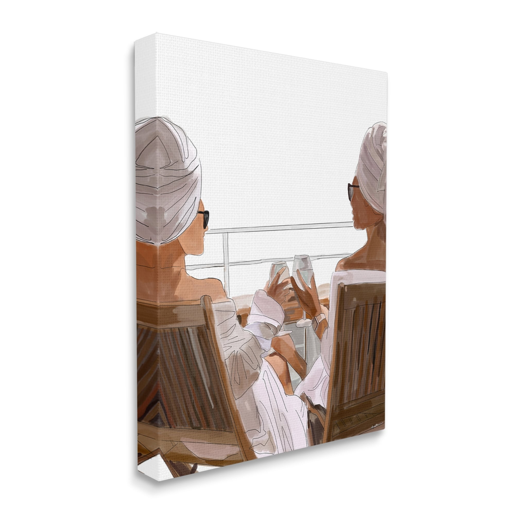 Stupell Industries Summer Friends Relaxing on Beach Coastal Painting Gallery Wrapped Canvas Print Wall Art