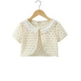 thumbnail image 3 of WIBACKER 1-8T Toddler Kid Knit Cardigan Shrug Girls Short Sleeve Pearl Flower Bolero Shoulder Jacket, 3 of 7