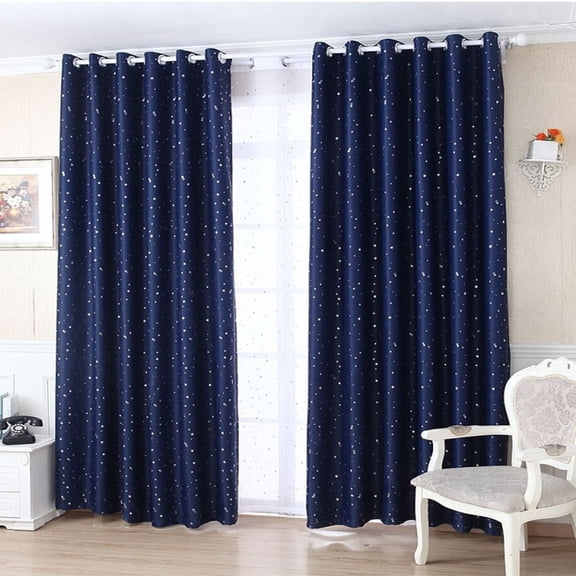 DEEPCRAFF Dark Star Pattern Hanging Curtain Fabric, Decorative Perforated Window Drapes for Living Room Decor