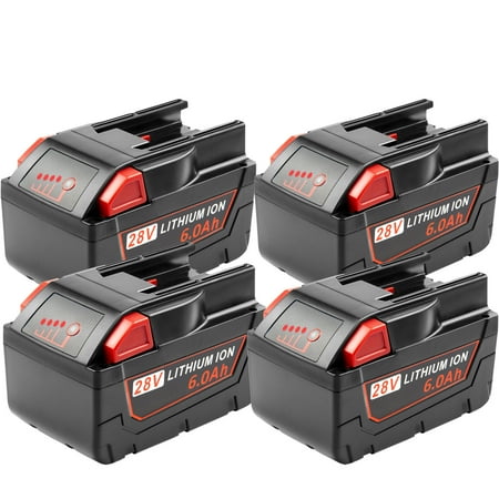 

4 pack 28V 6.0Ah Li-Ion Battery For MILWAUKEE M28 M28B V28 48-11-2830 48-11-2850