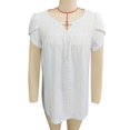 thumbnail image 2 of Camiseta de verano para mujer camisetas de manga corta con pétalos holgados de color puro estilo informal calado transpirable para exteriores ANGGREK Otros, 2 of 3
