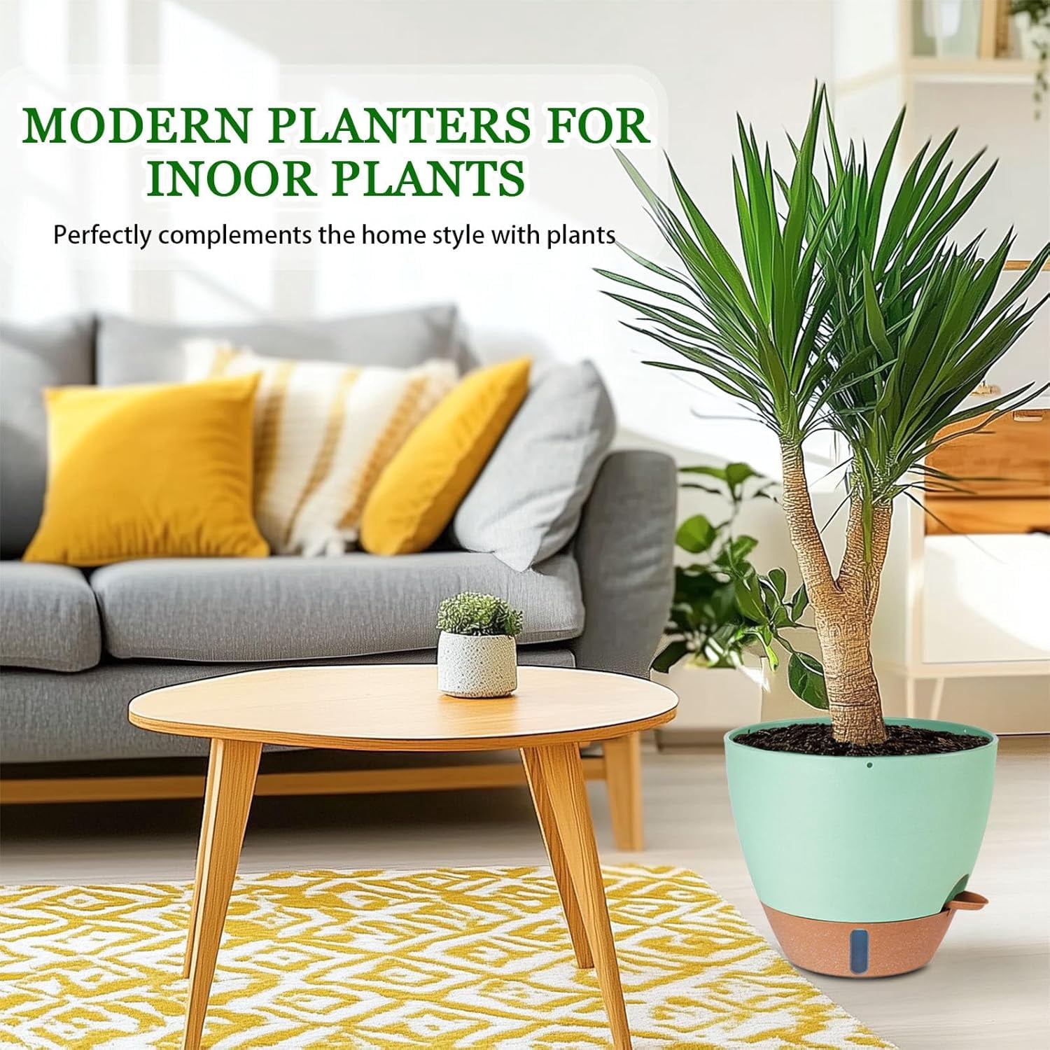 Self watering flower pot, suitable for indoor/outdoor plants with drainage holes and modern decorative flower pots. Different colors and specifications to choose from