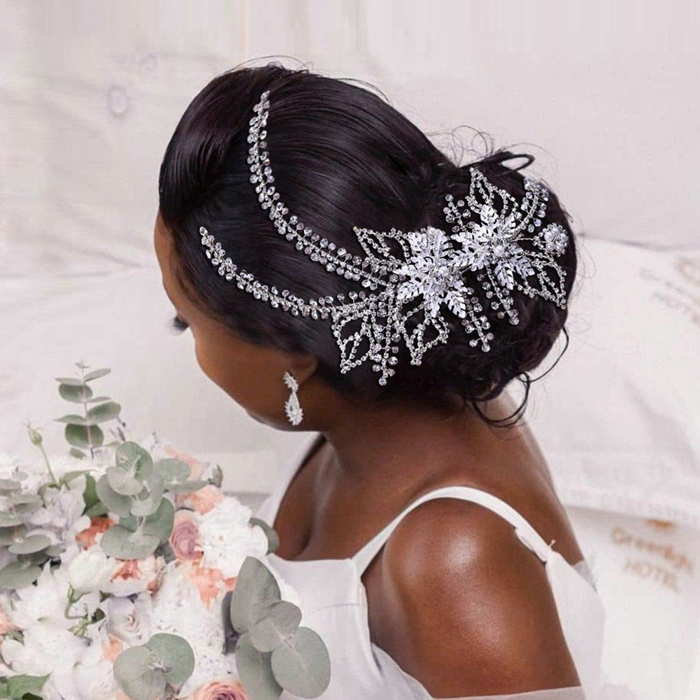 Jiibva Wedding Hair Clip Rhinestone Bridal Hairpiece Flower Hair Clip Elegant Hair Accessories