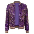 thumbnail image 4 of felwors Women's Gradient Sequin Sparkle Bomber Jacket - Zip-Up Outerwear for Casual & Party Wear Purple, XXL, 4 of 7
