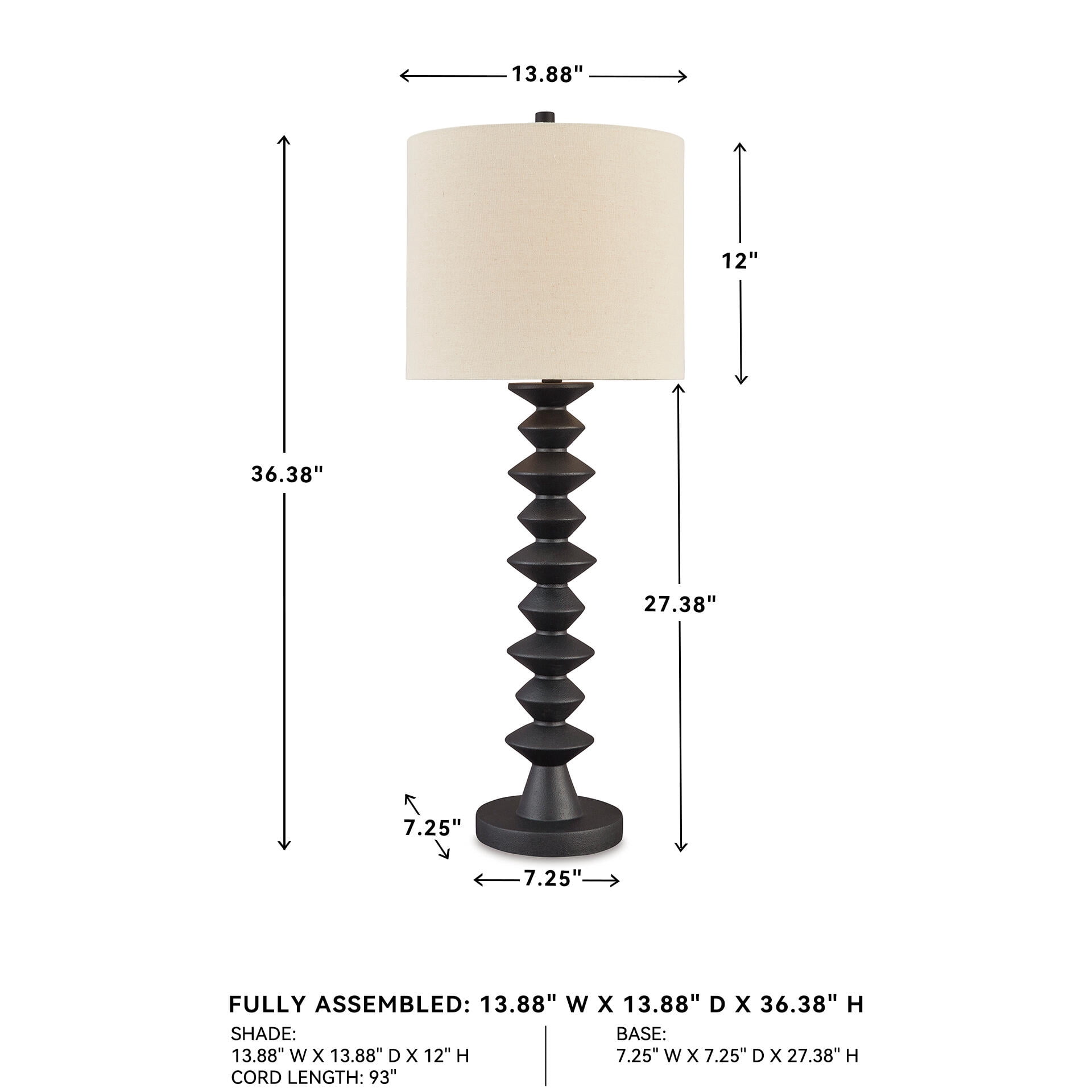 Signature Design by Ashley Luanndon Buffet Table Lamp, Polyresin Base, 3-Way Switch, Black Finish