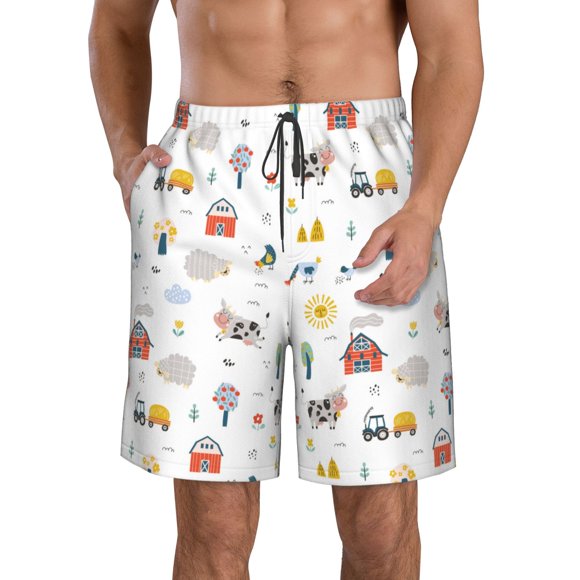 Fotbe Farm Animals Trajes de Baño Estampados para Hombre, Shorts de Verano de Secado Rápido, Ropa de Playa, Bañadores-3X-Large