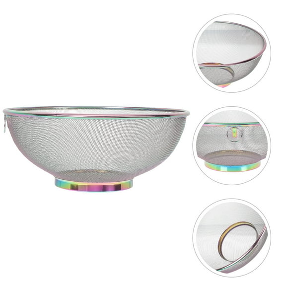 TEHAUX MLINS Mesh Colander Basket for Rice Metal Strainer Stainless Steel Rice Washing Bowl