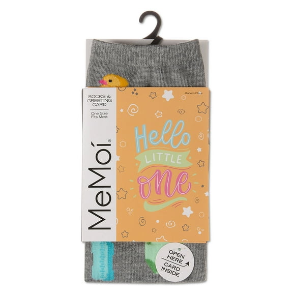 MeMoi Mama In the Making Greeting Card Socks - Womens - Female, One Size, Med Gray Heather
