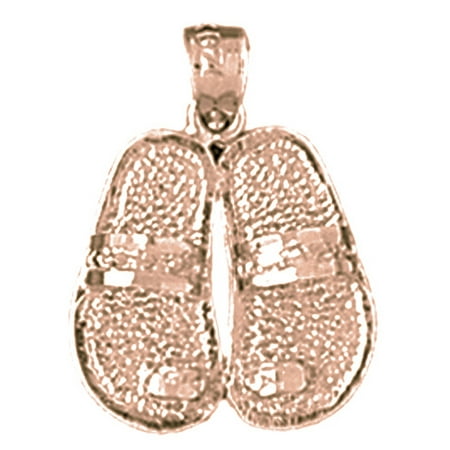 14K Rose Gold Flip Flops Pendant - 21 mm