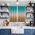 thumbnail image 2 of Teal Brown Ombre Kitchen Curtains 84 Inch Length, Turquoise Gradient Modern Abstract Art Grommet Top Bedroom Living Room Curtains, Light Filtering Cafe Curtain Drapes 2 Panels Set 104''x84'', 2 of 9
