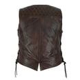 thumbnail image 3 of Dream Apparel Womens Motorcycle Vest Black Genuine Leather Vests for Ladies Biker Riding Slim Vest With Braid and Side Laces, 3 of 5
