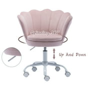 Guyou Kids Desk Chair, Velvet Rolling Swivel Children Chair, Adjustable Student Task Chair, Petal Type Backrest Vanity Chair for Bedroom Dormitory Children Gifts, Pink