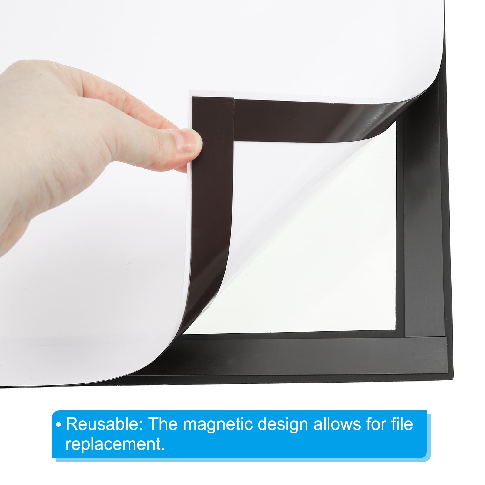 Uxcell 11.81" x 11.81" Diamond Paintings Frames, 2Pcs Diamond Art Frames Magnetic Picture Frame Self Adhesive for Refrigerator, Black