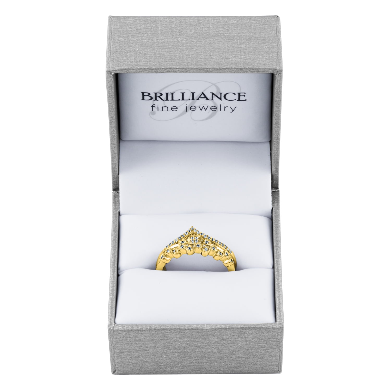 Gemspirations 1/8 cttw Diamond Fashion Stack Ring Set Sterling Silver 14K Yellow Gold Plated