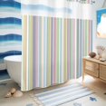 thumbnail image 5 of No Hook Shower Curtain, Colorful Striped Shower Curtains for Bathroom with See Through Top Window, Farmhouse Rainbow Color Stripes Waterproof & Washable Bath Curtain Long 72"x78", 5 of 9