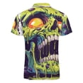 thumbnail image 5 of Psychedelic Zombie Skull Print Men Zipper T-shirt Summer Casual Short Sleeve T-shirt Top, 5 of 7