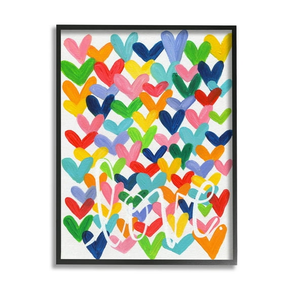 Stupell Industries Whimsical Love Hearts Pattern Graphic Art Black Framed Art Print Wall Art, Design by Alli Rogosich