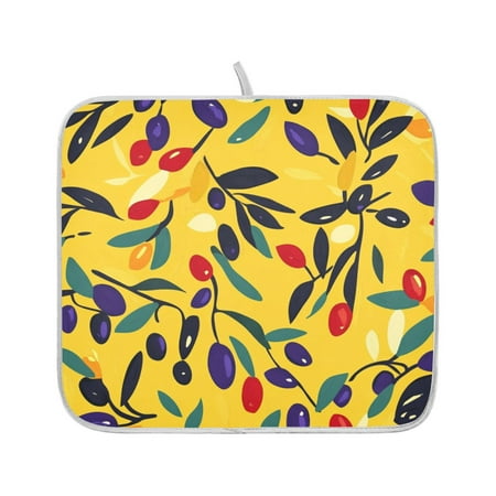 

Ryvnso Leaf Art Pattern-1 Dish Dry Mat for Kitchen Counter Absorbent Drainer Pad 16x18in