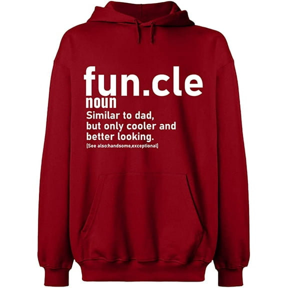 Unisex Hoodie Sweatshirt, Funcle Noun, Slim Fit, Long Sleeve Sweater - Antiquee Cherry Small