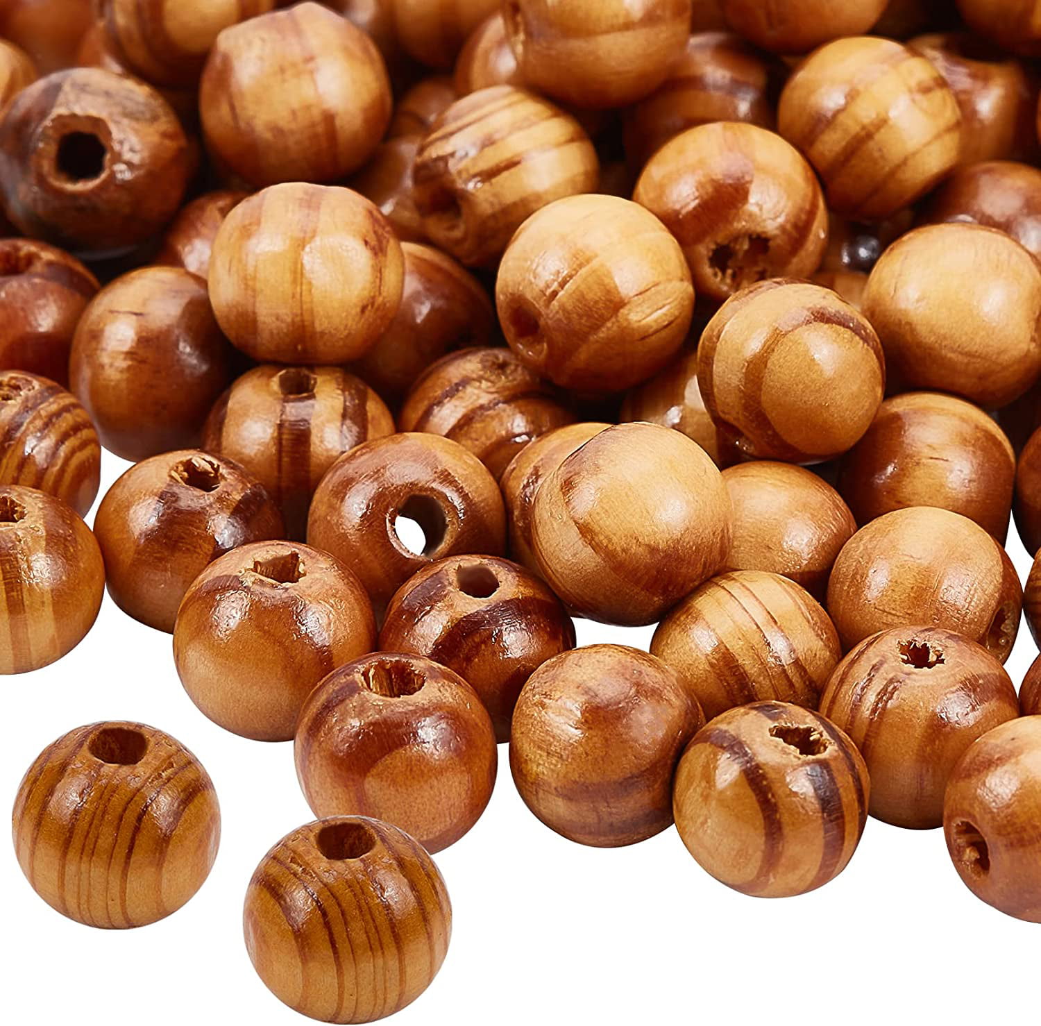 Toyvian 200 Pcs Locket Pendant Necklace M Earrings Pendents Chokers Decor  Craft Beads with Holes Round Wooden Beads for Crafts Wood Bead Hole Beads
