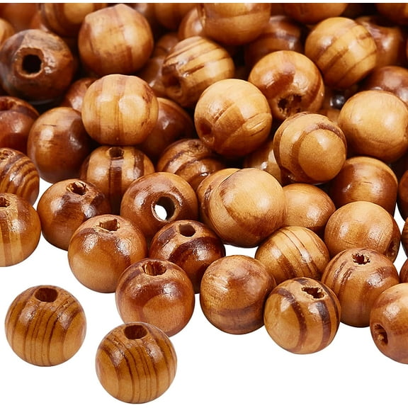 1Set about 100pcs Natural Wood Beads 12mm Pinewood Beads Round Loose Wood Beads Burlywood Spacer Beads for Craft Making Jewelry