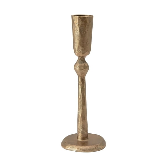 Creative Co-Op Tall Hand-Forged Metal Taper Holder, Antique Brass Finish