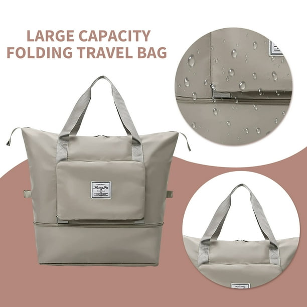 Bolsa de viaje de deporte plegable de gran capacidad impermeable para mujer (Gris) Ehuebsd Nuevos Originales