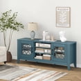 thumbnail image 4 of Costway TV Stand for TVs up to 65" with 3-Position Adjustable Shelves Tempered Glass Doors Teal Blue, 4 of 10