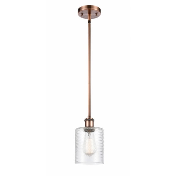 516-1S-AC-G112-LED-Innovations Lighting-Cobbleskill-3.5W 1 LED Pendant in Art Nouveau Style-5 Inches Wide by 8 Inches High Antique Copper Finish