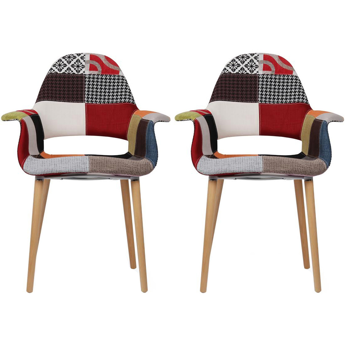 sweethome Patchwork Armchair,Dining Chair Set of 2 Fabric Retro Lounge Kitchen Chairs for Diningroom/Kitchen/Livingroom Grey sweethome Patchwork Armchair,Dining Chair Set of 2 Fabric Retro Lounge Kitchen Chairs for Diningroom/Kitchen/Livingroom Grey